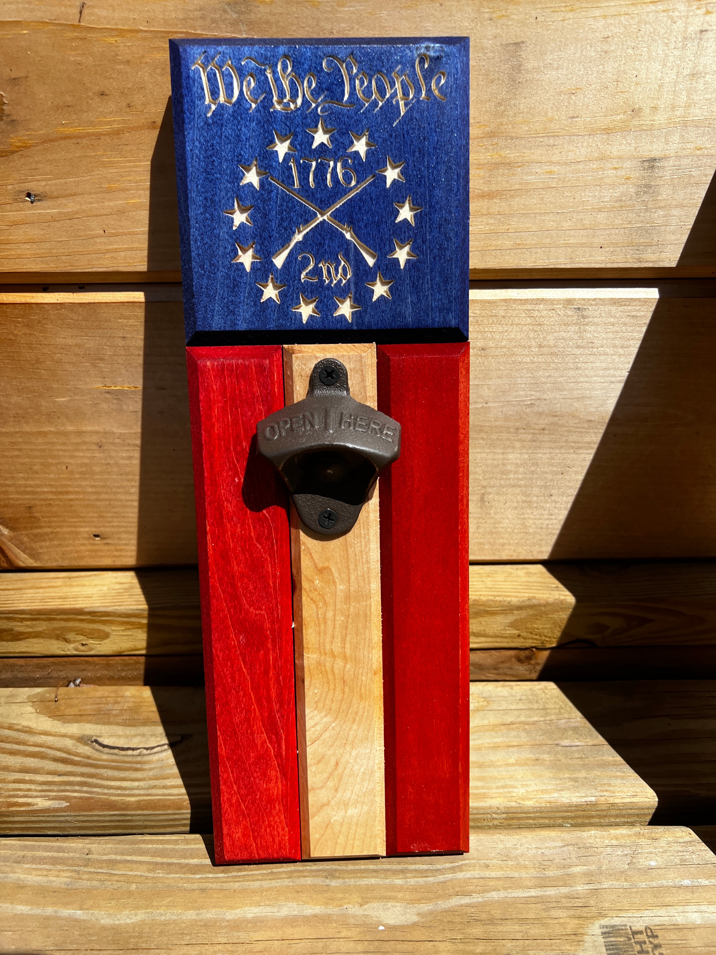 Red White and Blue We The People Bottle Opener